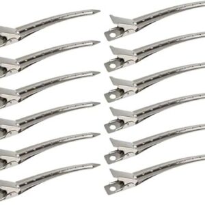 hotsuae 12 packs duck bill clips 9cm rustproof metal alligator curl clips with holes for hair stylin 42.4